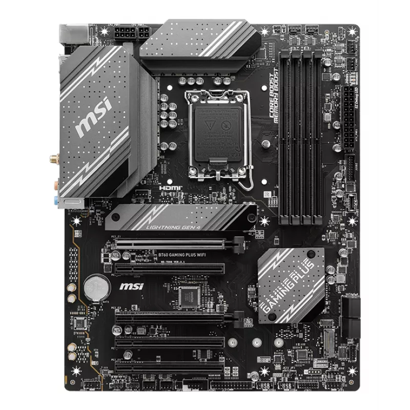 Motherboard MSI B760 GAMING PLUS WIFI — Intel B760, LGA 1700, ATX, DDR5, 4 DIMM, Wi‑Fi 6E, 2.5Gb LAN