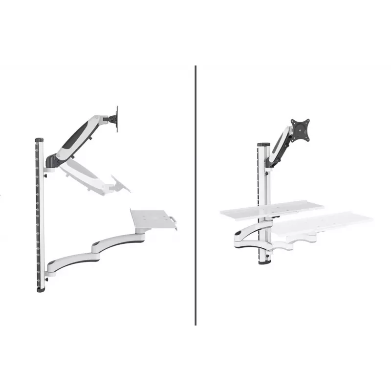 DIGITUS Workstation (Monitor. Keyboard. Mouse) Wall Mount 32in. 8kg. VESA 75x75/100x100. white/black