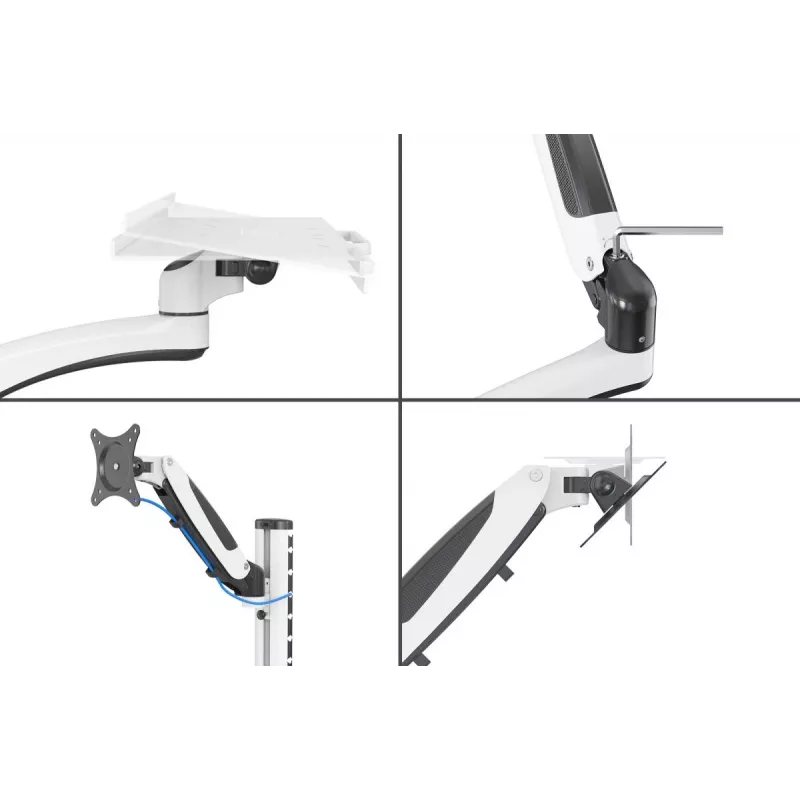 DIGITUS Workstation (Monitor. Keyboard. Mouse) Wall Mount 32in. 8kg. VESA 75x75/100x100. white/black