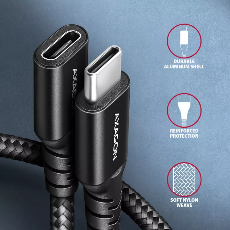 Axagon BUCM32-CF10AB SPEED+ USB-C USB 20Gbps extension cable 1 m