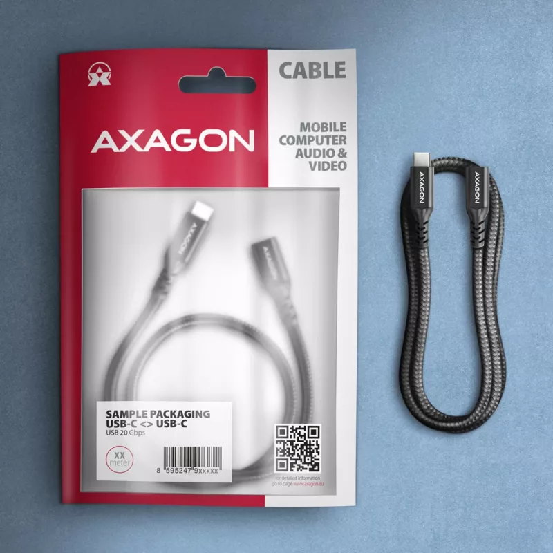 Axagon BUCM32-CF10AB SPEED+ USB-C USB 20Gbps extension cable 1 m