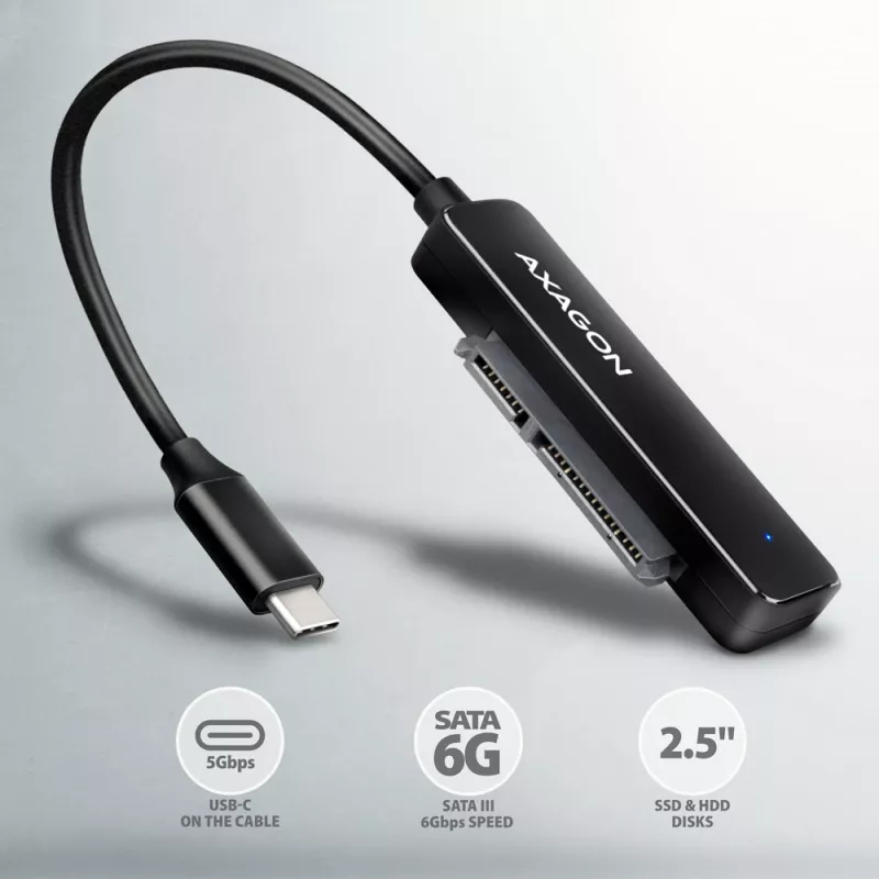 Axagon ADSA-FP2C USB-C 5Gbps - SATA 6G, 2.5 SSD/HDD SLIM adapter - Adapter - Digital/Daten interface cards/adapter