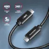 Axagon BUCM2-CM25AB Data and charging USB 480Mbps cable 2.5 m. PD 240W, 5A. Black braided