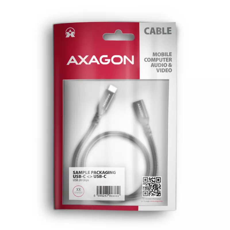 Axagon BUCM32-CF15AB SPEED+ USB-C USB 20Gbps extension cable 1.5 m
