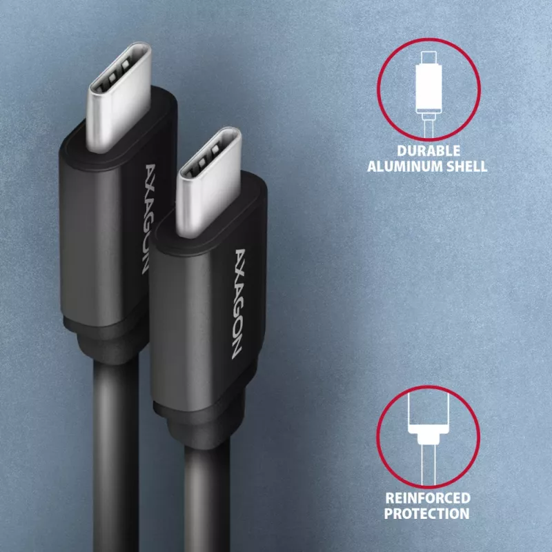 USB Cable Axagon BUCM-CM20TB 1.1m PD 60W 3A Black