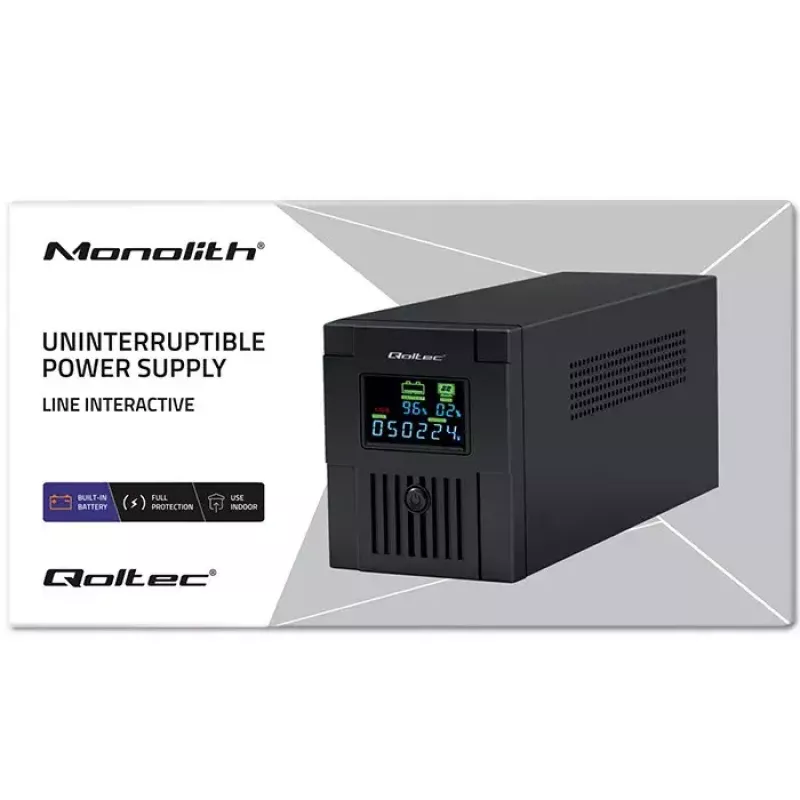 Uninterruptible Power Supply Qoltec 53771 2 kVA 1200 W 2 AC outlets