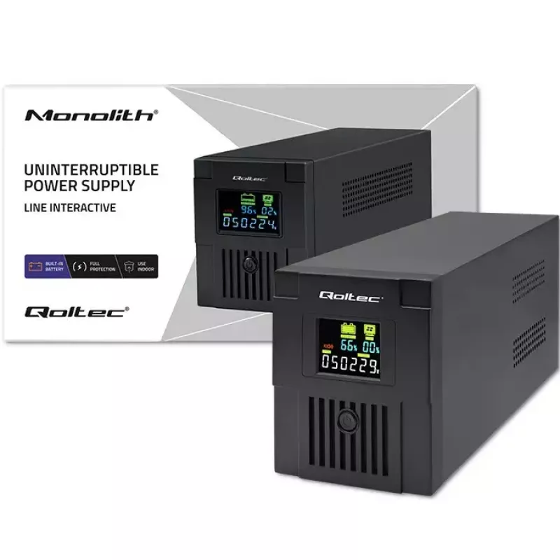 Uninterruptible Power Supply Qoltec 53771 2 kVA 1200 W 2 AC outlets