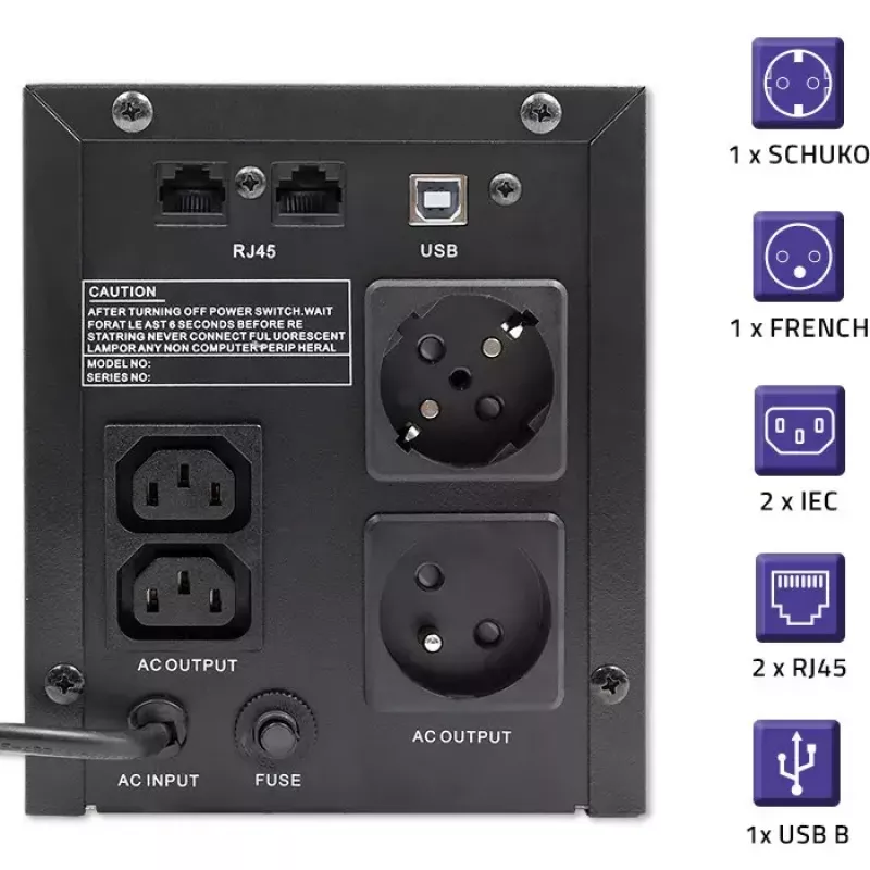 Qoltec 53777 UPS Line-Interactive 2 kVA 1200 W 4 AC outlets