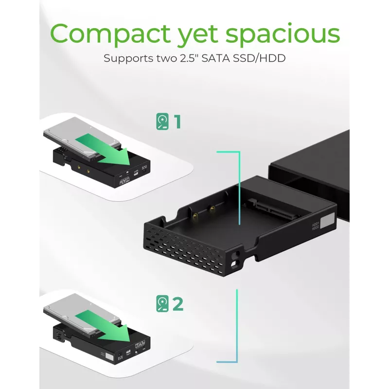 ICY BOX RAID enclosure for 2x HDD/SSD USB 3.2 Gen 2 Type-C® / Type-A interface