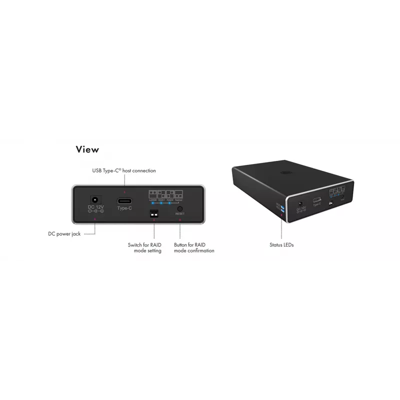 ICY BOX RAID enclosure for 2x HDD/SSD USB 3.2 Gen 2 Type-C® / Type-A interface