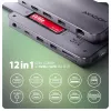 Axagon HMC-12GM2, USB 10Gbps hub, 3x USB-A, USB-C, HDMI, DP, RJ-45, M.2, SD/mSD, audio, PD