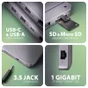 Axagon HMC-12GM2, USB 10Gbps hub, 3x USB-A, USB-C, HDMI, DP, RJ-45, M.2, SD/mSD, audio, PD