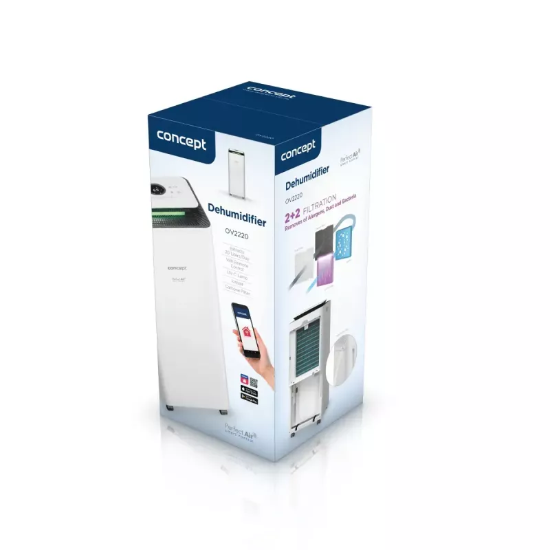 Dehumidifier Concept Solution OV2220 — 3.5 L tank, 2 speeds, 320 W, 45 dB, white