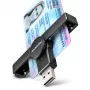 Axagon CRE-SMPA USB-A Smart / ID card PocketReader, USB 2.0, Black, 13 g