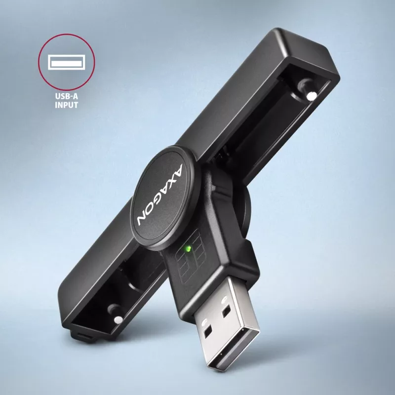 Axagon CRE-SMPA USB-A Smart / ID card PocketReader, USB 2.0, Black, 13 g