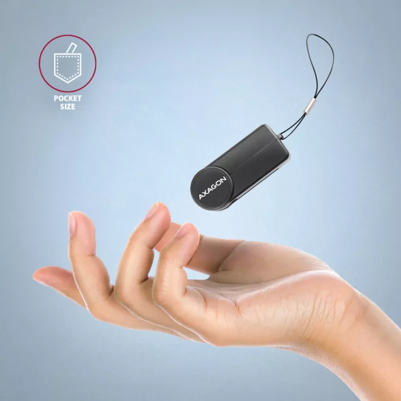 Axagon CRE-SMPA USB-A Smart / ID card PocketReader, USB 2.0, Black, 13 g
