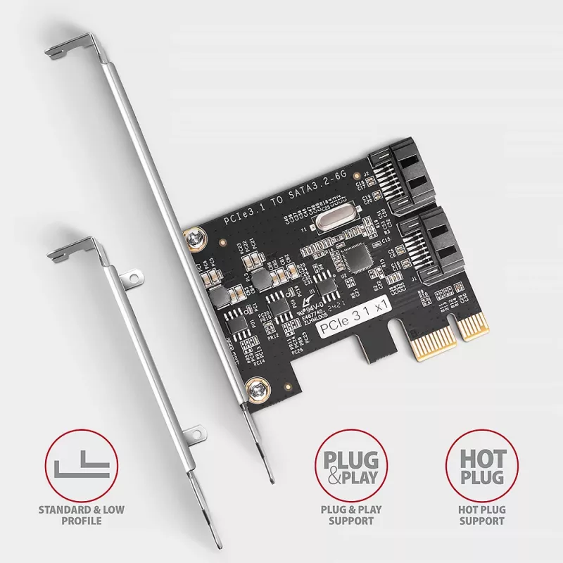 Internal SATA Adapter Axagon PCES-SJ2 PCIe 2 Gbit/s Black