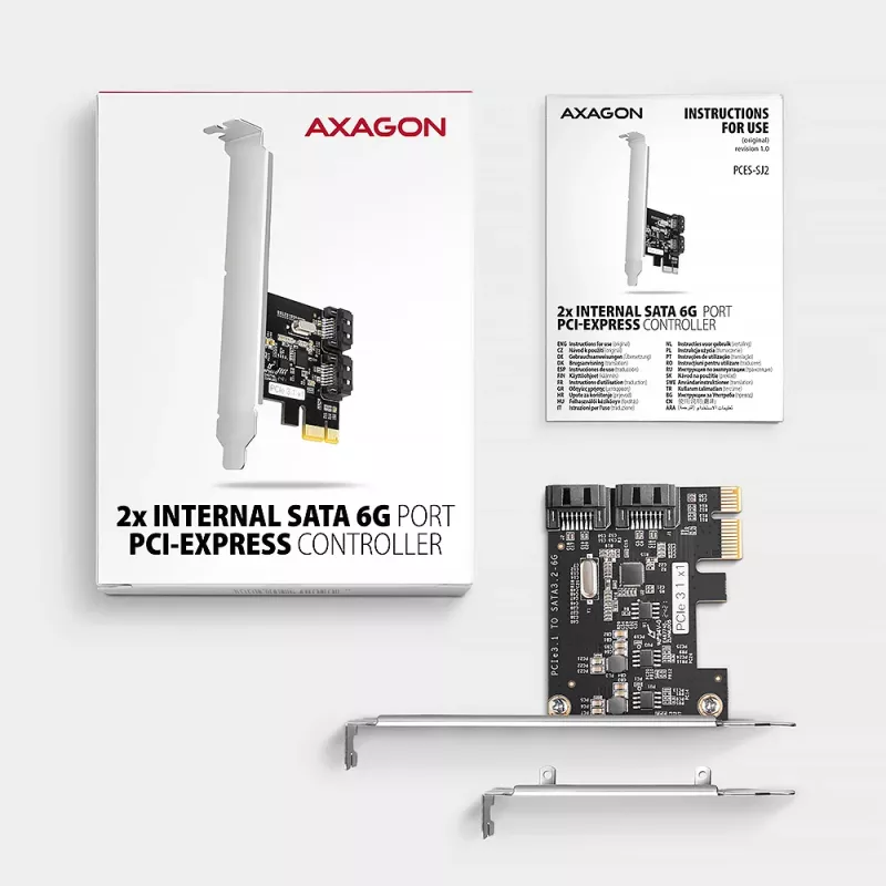Internal SATA Adapter Axagon PCES-SJ2 PCIe 2 Gbit/s Black
