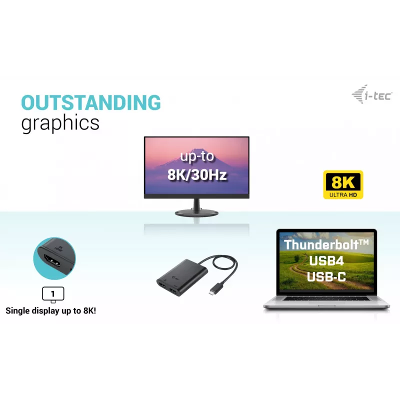 i-tec USB-C Dual 4K/60Hz (single 8K/30Hz) HDMI Video Adapter