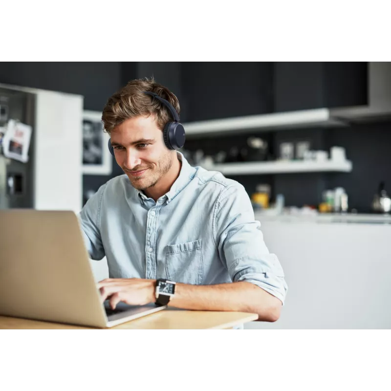 On-ear wireless headphones JVC HA-S36W-A-U — Bluetooth 5.2, 35 h playtime, built-in mic, blue