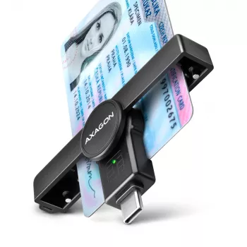Axagon CRE-SMPC USB-C Smart card/ID card PocketReader smart card reader Indoor USB Type-C Black