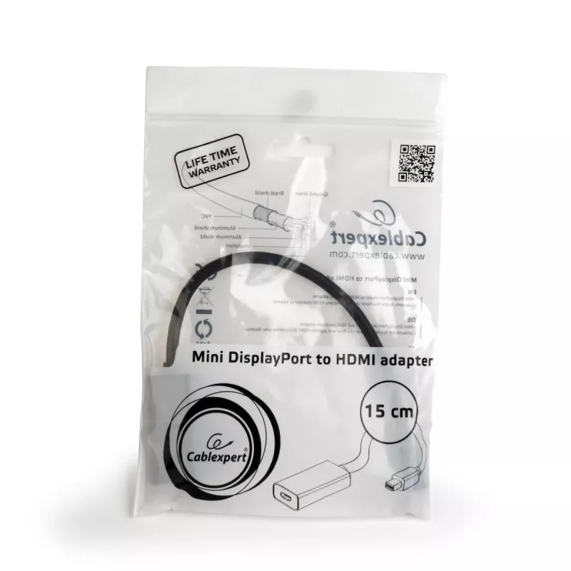 Mini DisplayPort to HDMI cable Gembird A-MDPM-HDMIF4K-01 0.15 m, 4K, black