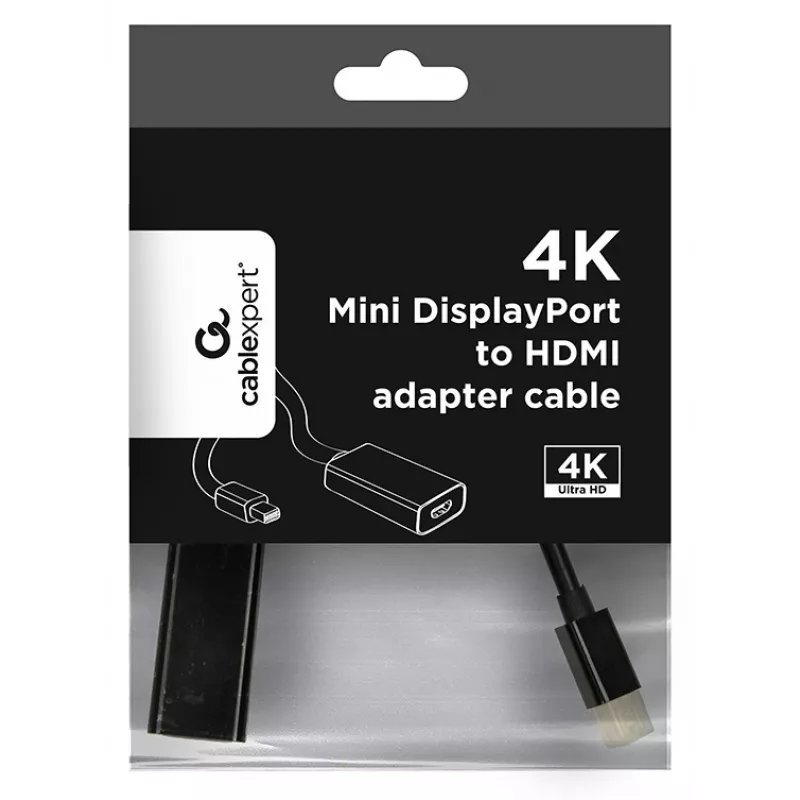 Mini DisplayPort to HDMI cable Gembird A-MDPM-HDMIF4K-01 0.15 m, 4K, black