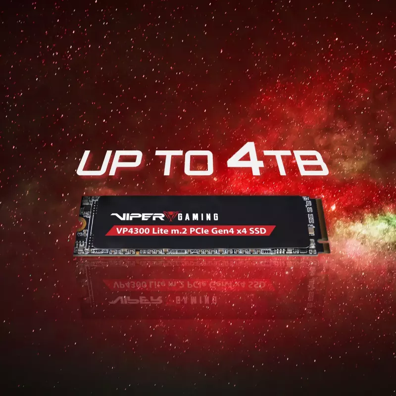 M.2 2280 NVMe SSD PATRIOT VP4300 Lite 4 TB, PCIe 4.0 x4, Read 7400 MB/s, Write 6000 MB/s, NVMe 2.0