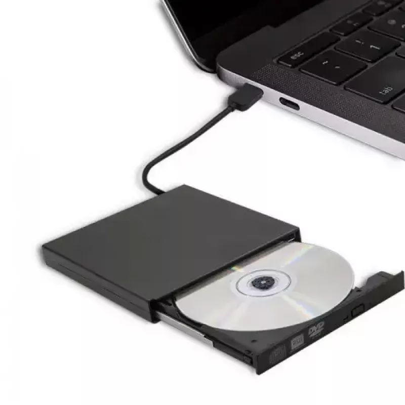 External DVD-RW optical drive Qoltec 51858, USB 2.0 & eSATA, tray load, black, 24x CD / 8x DVD