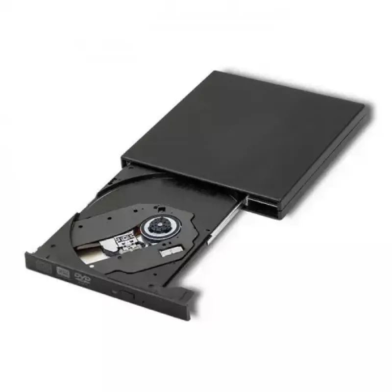 External DVD-RW optical drive Qoltec 51858, USB 2.0 & eSATA, tray load, black, 24x CD / 8x DVD