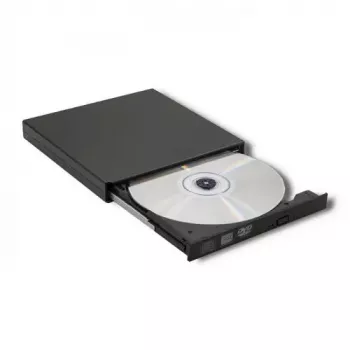 External DVD-RW optical drive Qoltec 51858, USB 2.0 & eSATA, tray load, black, 24x CD / 8x DVD