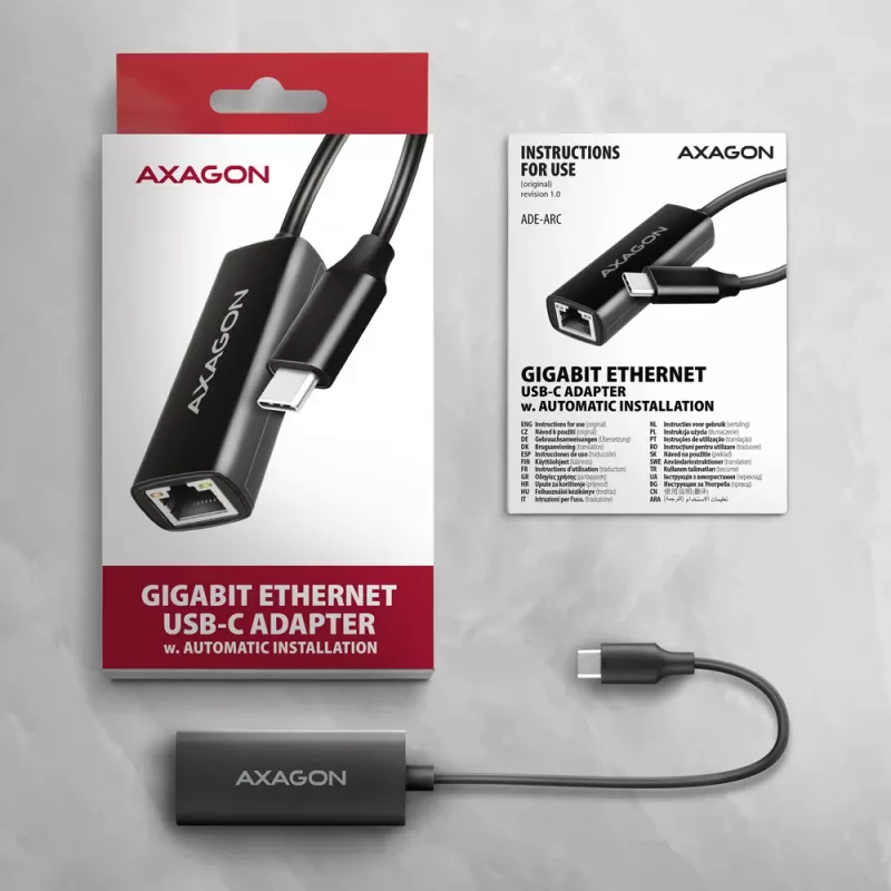 Axagon ADE-ARC USB-C 3.2 Gen 1 - Gigabit Ethernet adapter, Realtek 8153