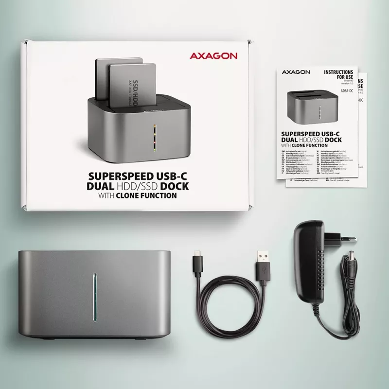 Axagon ADSA-DC SuperSpeed USB DUAL 2.5 inch/3.5 inch HDD/SSD DUAL dock