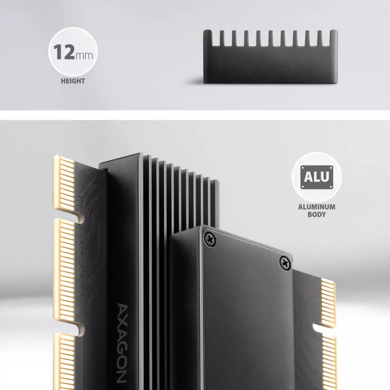 Axagon PCEM2-XS PCIe x16 - M.2 NVMe M-key slot adapter, w. passive alu heatsink
