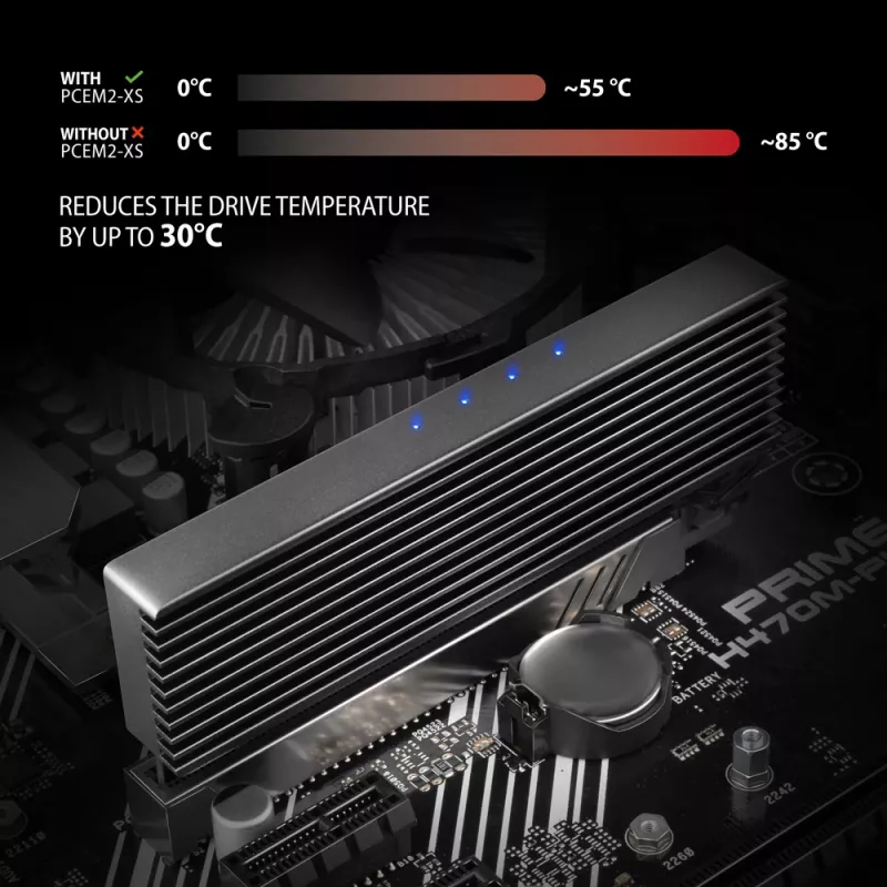 Axagon PCEM2-XS PCIe x16 - M.2 NVMe M-key slot adapter, w. passive alu heatsink