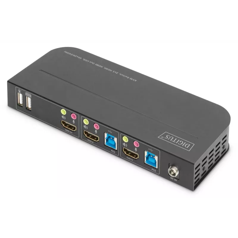 DIGITUS KVM Switch - 2x1 HDMI, HDMI Out,USB, 4Kx2K@60Hz