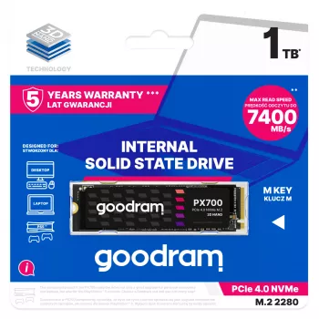 Goodram PX700 SSD SSDPR-PX700-01T-80 internal solid state drive 1 TB M.2 PCI Express 4.0 NVMe 3D NAND
