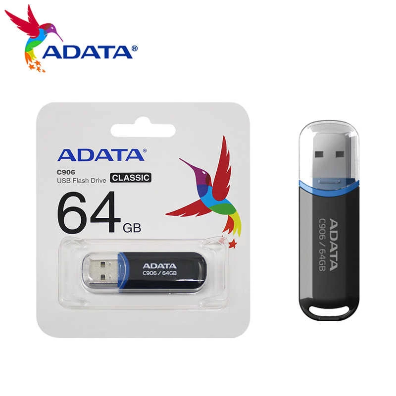 USB flash drive ADATA C906 64 GB USB Type-A 2.0, black, cap-protected connector