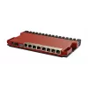 Wired router MikroTik L009UiGS-RM — 8x RJ-45, 2.5 Gigabit Ethernet, 1x SFP, 1x USB, 800 MHz CPU, 512 MB RAM, red
