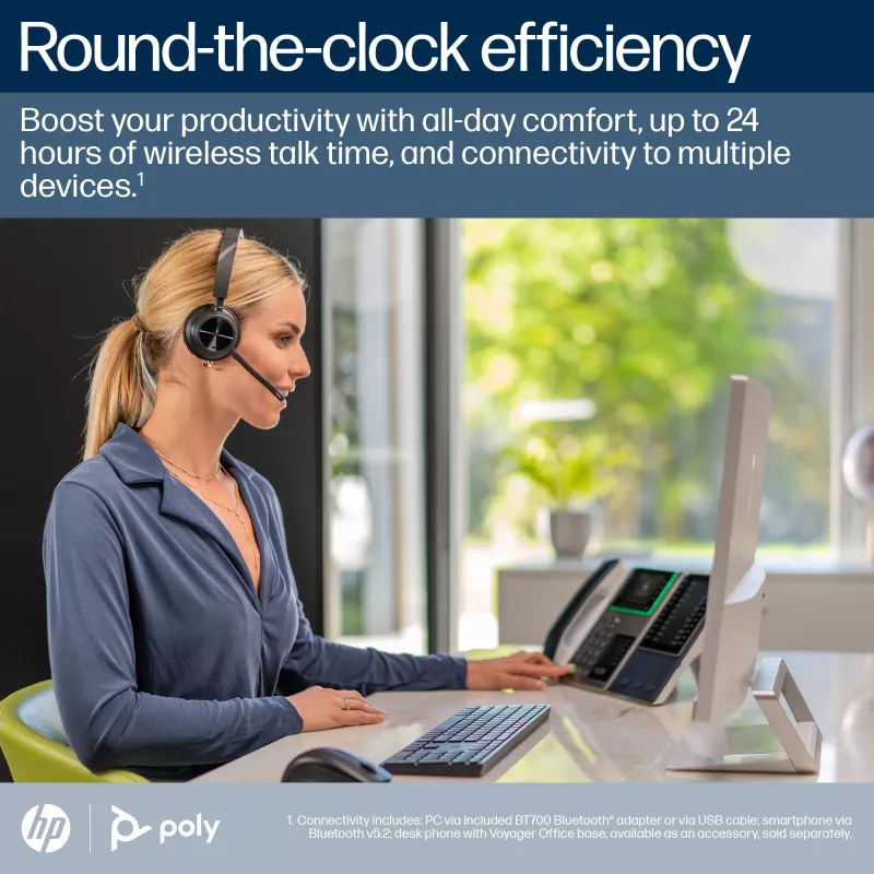 HP Poly Voyager 4320 Microsoft Teams Certified Headset +BT700 dongle +Charging Stand