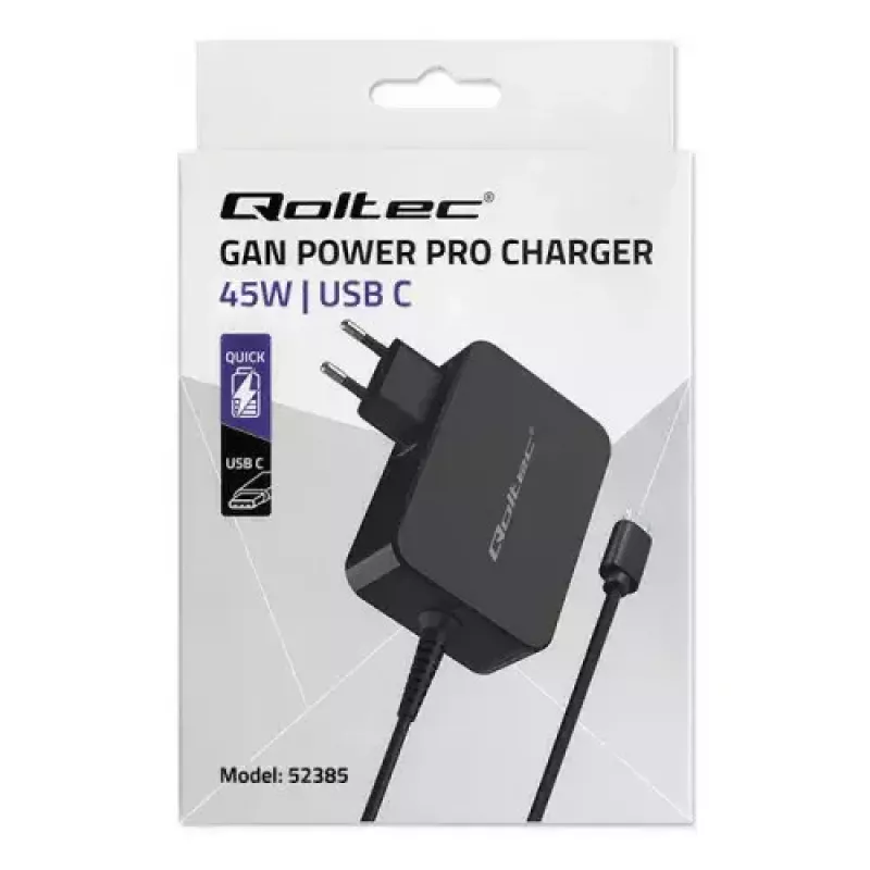 Charger Qoltec 52385 Indoor AC Fast Charging 20V 3A Black