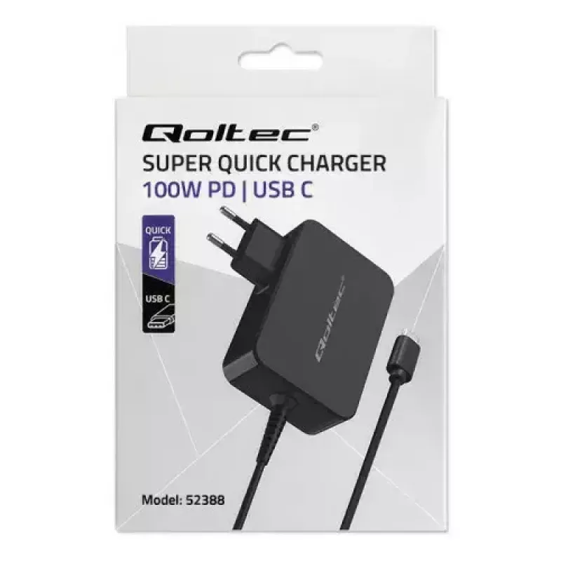 Charger Qoltec 52388 Indoor Fast Charging 20V 5A Black