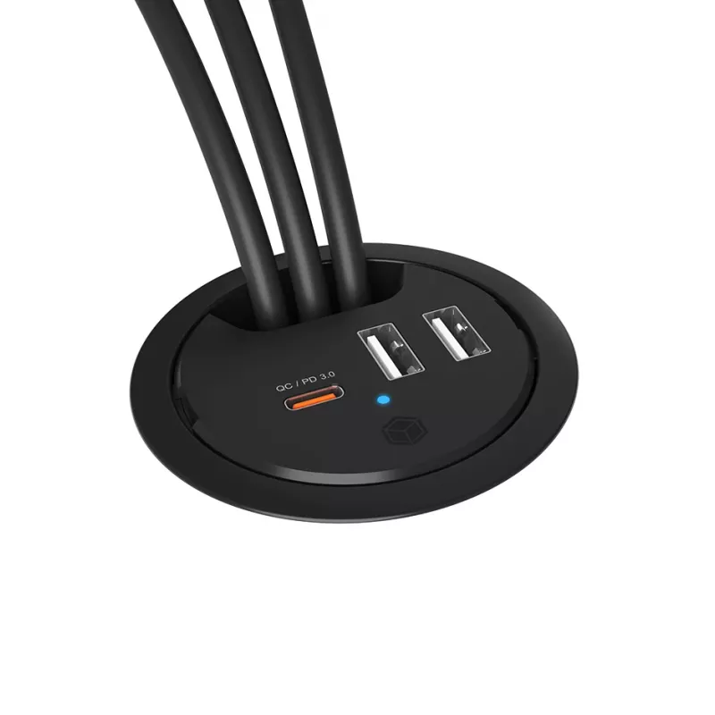 ICY BOX In-Desk USB Charger with Power Delivery & Quick Charge