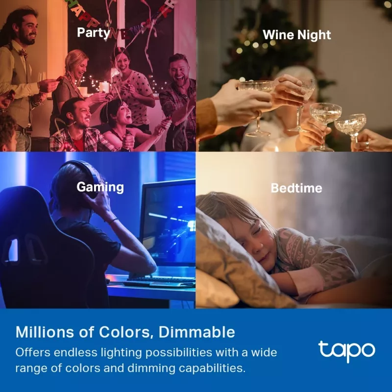 TP-Link Tapo Smart Light Bulb, Multicolor,Matter, Smart bulb, Wi-Fi/Bluetooth, White, 802.11b, 802.11g, Wi-Fi 4 (802.11n), WPA-PSK, WPA2-PSK, WPA3-SAE, LED
