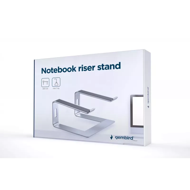 Laptop stand Gembird NBS-D1-01 Aluminium Silver for up to 39.6 cm (15.6 inch) notebooks, 5 kg capacity