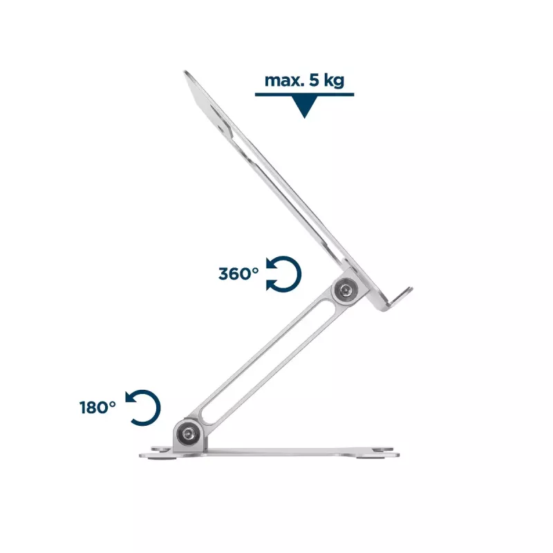 Laptop stand Gembird NBS-D1-03 Silver Aluminium for up to 39.6 cm (15.6 inch), foldable, height 60 mm, max load 5 kg