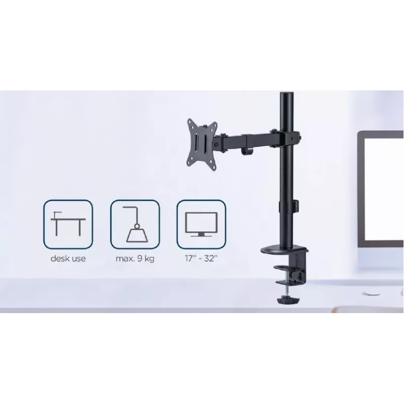 GEMBIRD Desk Mounted Single Monitor Arm, 17in-32in