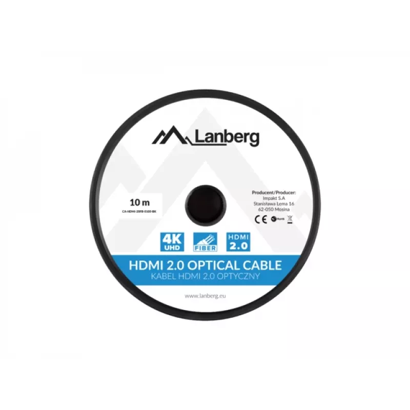 LANBERG HDMI Cable M/m V2.0 Optical Aoc - 10m Black