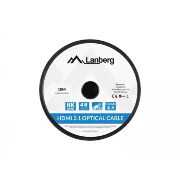 HDMI cable LANBERG CA-HDMI-30FB-0100-BK 10 m, HDMI Type A 2.1, 48 Gbit/s, 144 Hz, HDR, ARC, Ethernet