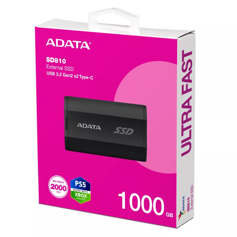 External SSD ADATA SD810 1 TB (1000 GB) USB 3.2 Gen 2x2, 2000 MB/s, IP68, aluminium housing